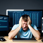 ** A frustrated person sitting at a computer, hands on their head, surrounded by multiple login screens with password reset prompts. Emphasis on the feeling of digital overload and password fatigue.

**