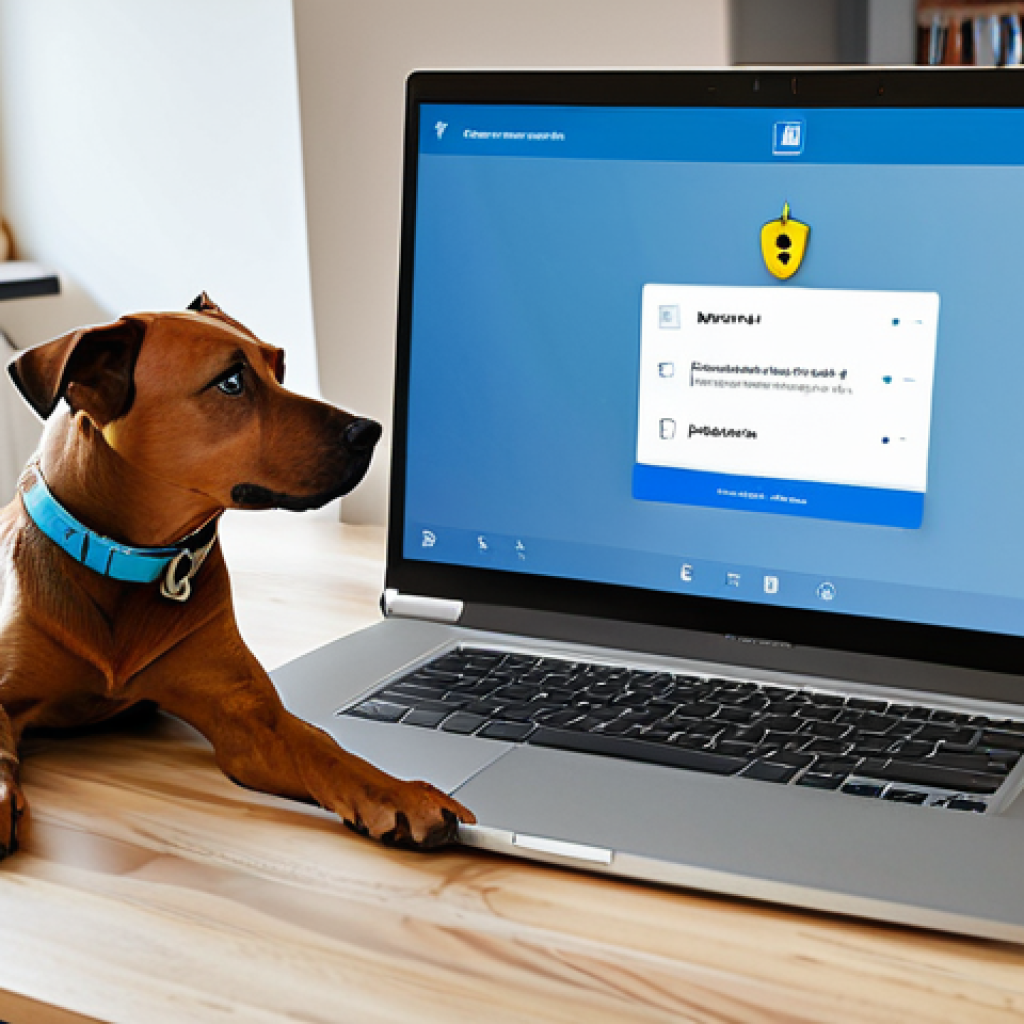 Secure Family Computing**
"A bright and modern living room in a Swedish home. A mother is teaching her child about online safety at a laptop, showing a password manager on the screen. The family dog is relaxing nearby. The scene emphasizes the importance of strong passwords and two-factor authentication with a visual aid showing a lock and key icon. Safe for work, appropriate content, fully clothed, modest attire, professional digital illustration, perfect anatomy, natural proportions, family-friendly, focus on the importance of cybersecurity, realistic lighting, 8k resolution."
**