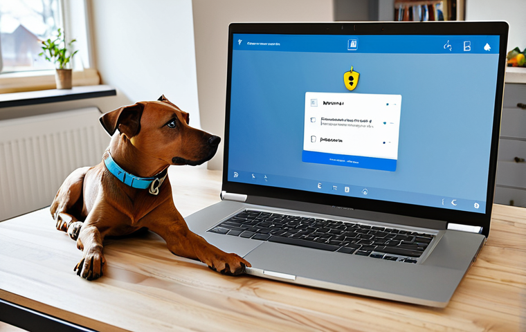 Secure Family Computing**
"A bright and modern living room in a Swedish home. A mother is teaching her child about online safety at a laptop, showing a password manager on the screen. The family dog is relaxing nearby. The scene emphasizes the importance of strong passwords and two-factor authentication with a visual aid showing a lock and key icon. Safe for work, appropriate content, fully clothed, modest attire, professional digital illustration, perfect anatomy, natural proportions, family-friendly, focus on the importance of cybersecurity, realistic lighting, 8k resolution."
**