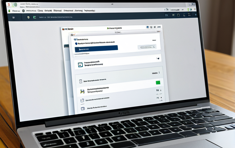 패스워드 관리 시스템 사용 후기 - Password Manager on a Laptop**
"A clean, minimalist workspace with a laptop displaying a password m...