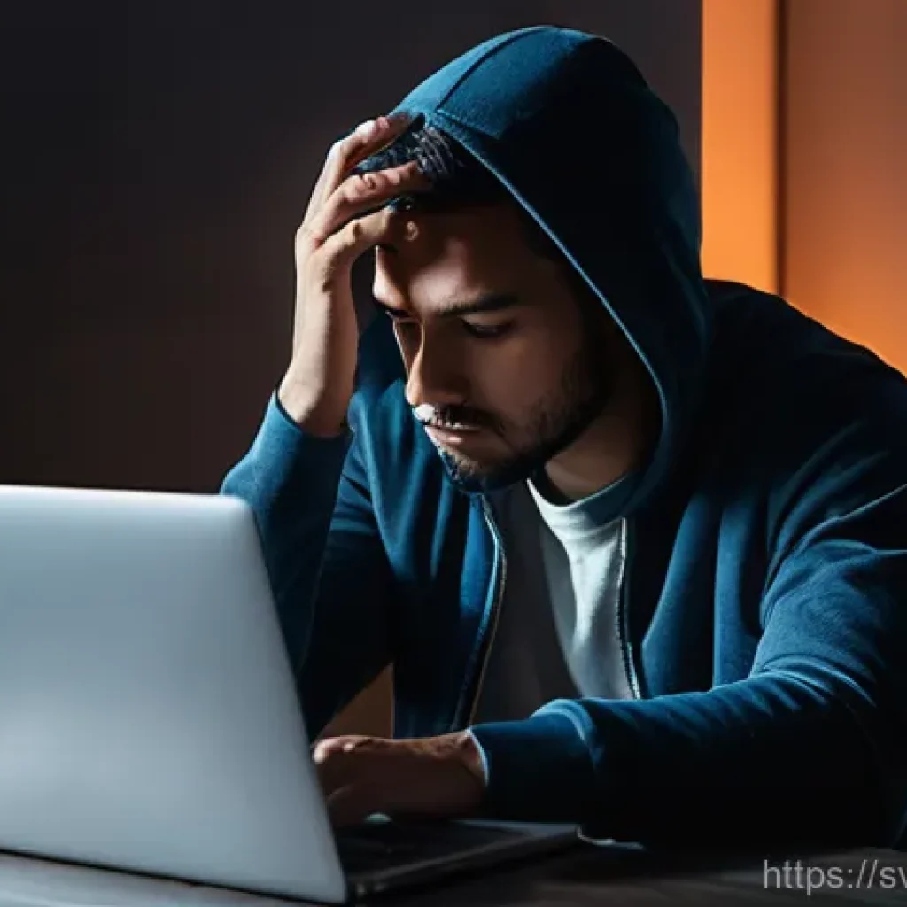 비밀번호 재사용 방지 전략 - **Prompt for Data Breach Stress & Password Reuse:**
A person in their late 20s to early 30s, dre...
