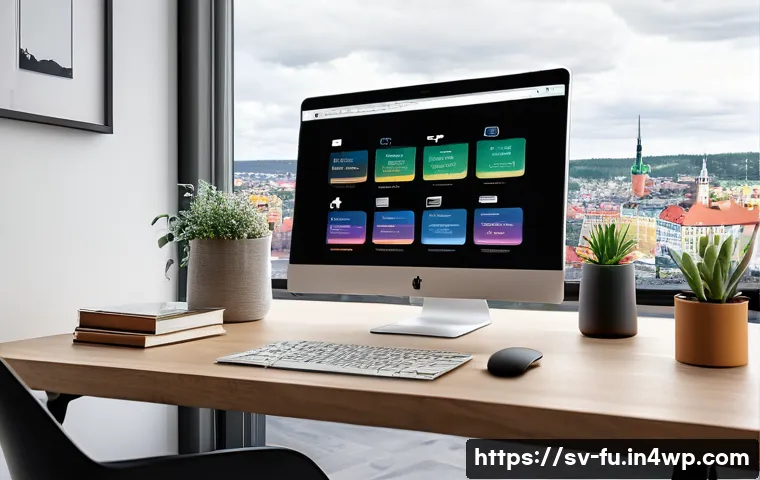 비밀번호 관리 도구의 기능 및 사용법 - A modern, sleek home office setup with a Swedish person using a laptop displaying a popular password...