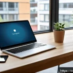 Home 20 비밀번호 관리 시스템의 보안 솔루션 제안 - A modern home office setup featuring a Scandinavian style interior with a sleek laptop and smartphon...