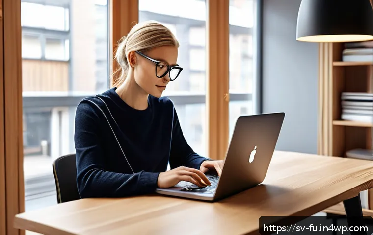 패스워드 관리 앱 추천 - A modern Scandinavian home office scene showcasing a young adult using a laptop and smartphone simul...